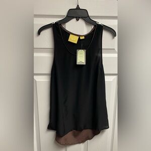 NWT Anthropologie “Maeve” 100% Black/Brown High-Low Tank Size 4